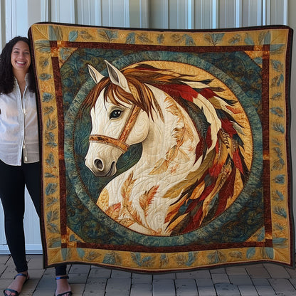 Horse With Native American WO0608017CL Quilt