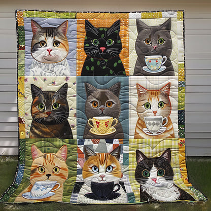 9 Cats And Coffee Cups XR2008013CL Quilt