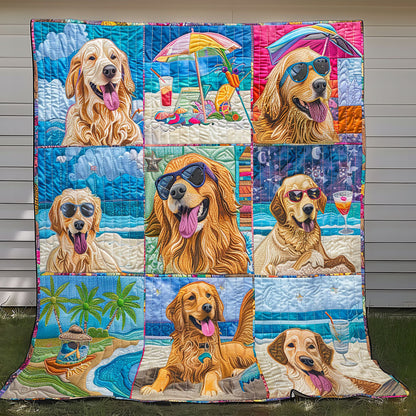 Beachy Golden Retriever Fun XR2408020CL Quilt