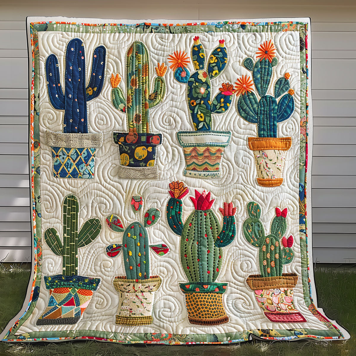 Cacti In Pots XR1408004CL Quilt