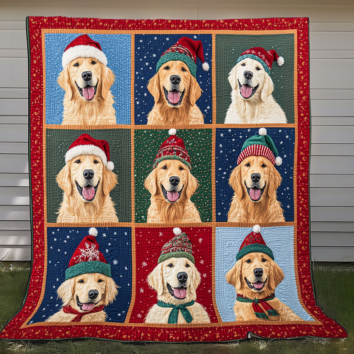 Cheerful Golden Retrievers XR2308022CL Quilt