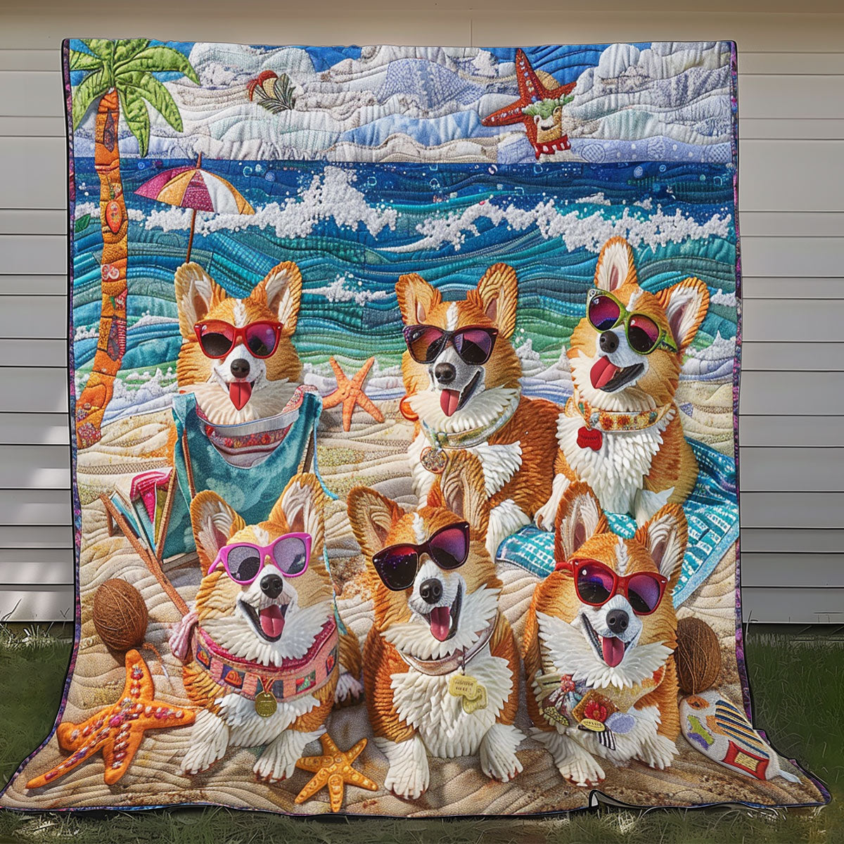 Coastal Corgi Joy XR2408016CL Quilt