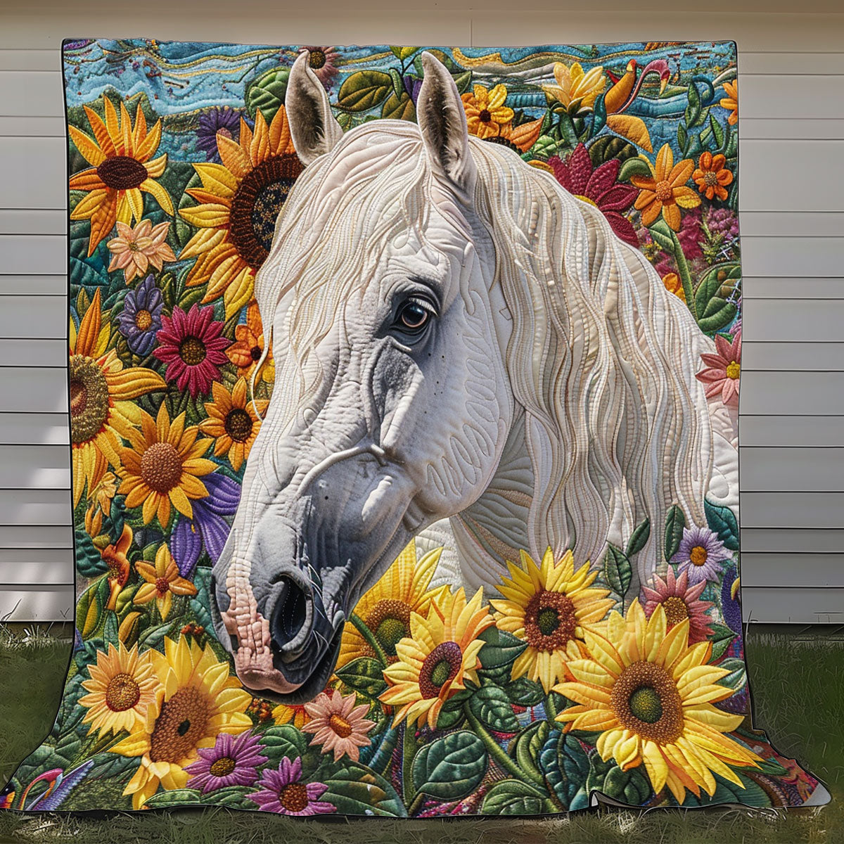 Floral Accent Horse XR1008028CL Quilt