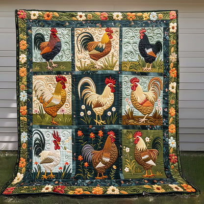 Floral Chickens XR0908027CL Quilt