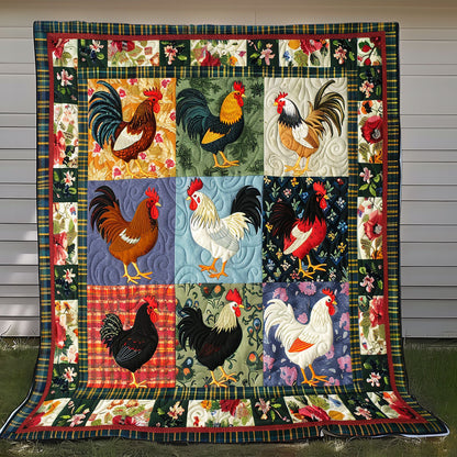 Floral Roosters XR1408015CL Quilt