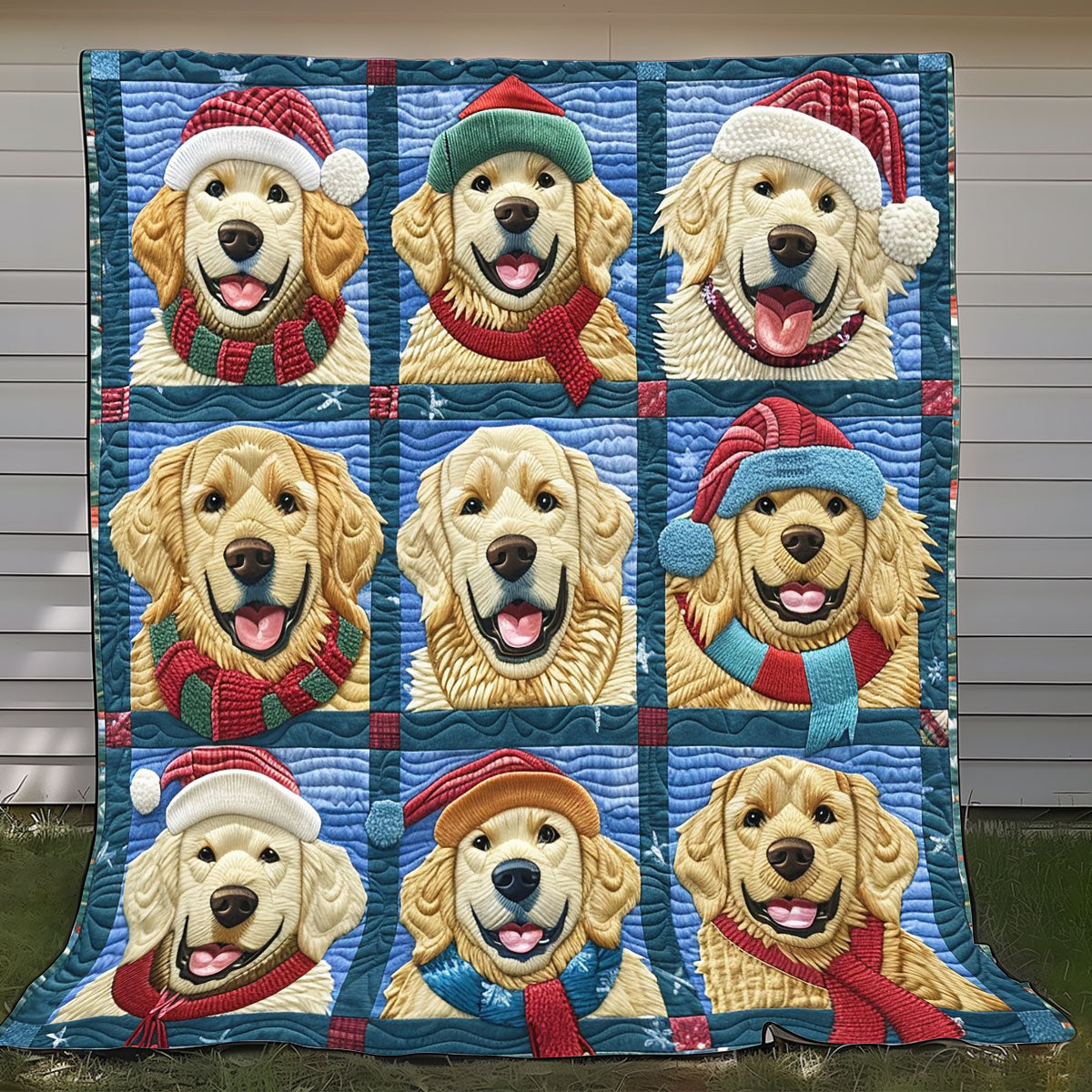 Golden Retriever Christmas Hats XR2308018CL Quilt