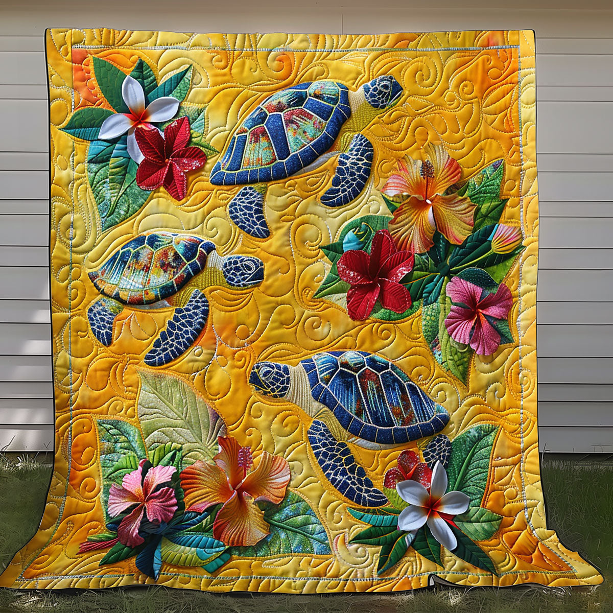 Hibicus Flower And Turtles XR1308048CL Quilt