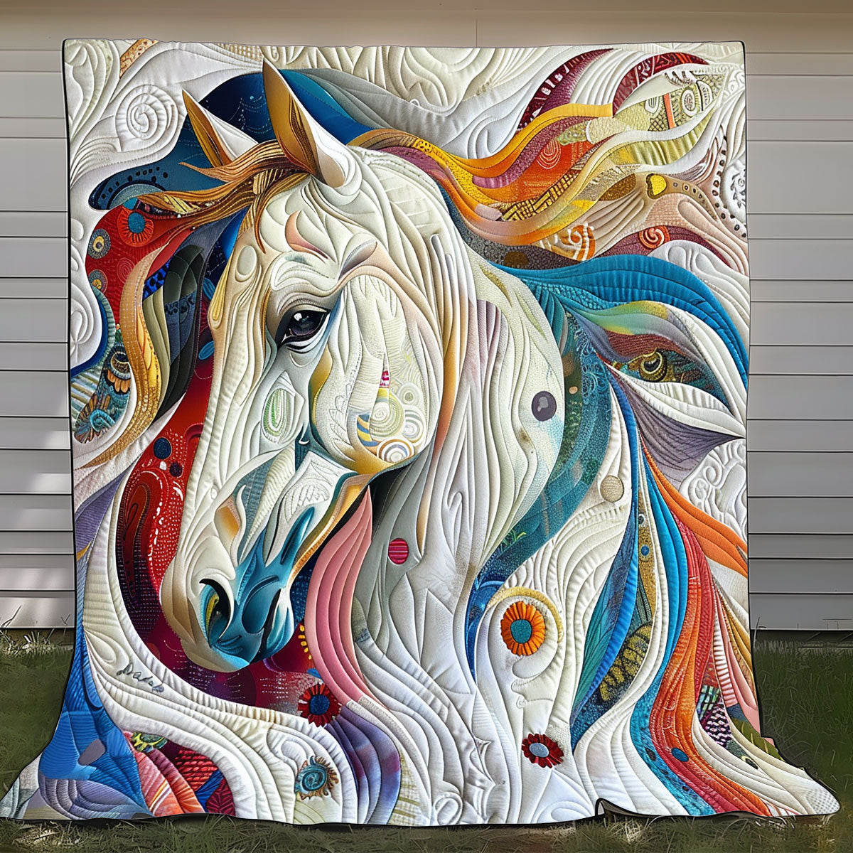 Rainbow Mane White Horse XR2708001CL Quilt