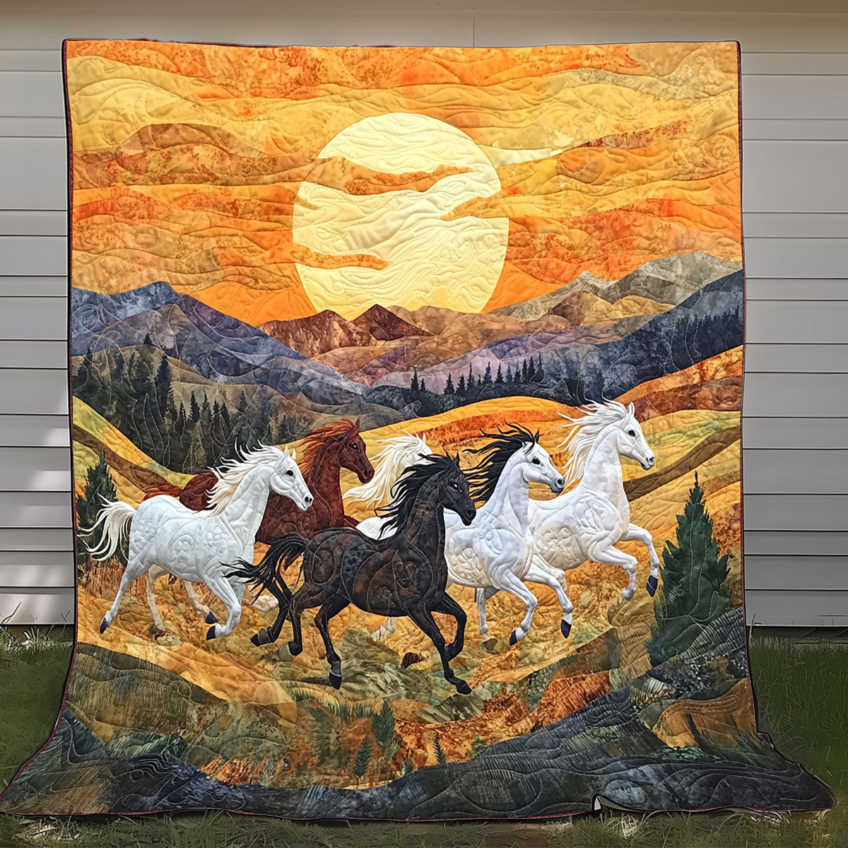 Running Horse In Sunset XR0808021CL Quilt