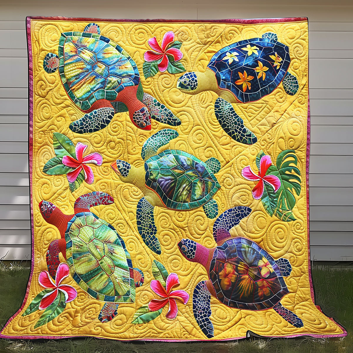 Summer Flower Turtles XR1308047CL Quilt