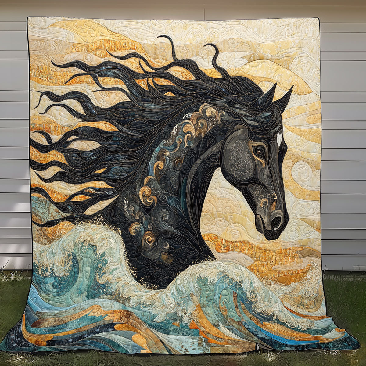 Wave Of Ocean Horse XR0808039CL Quilt