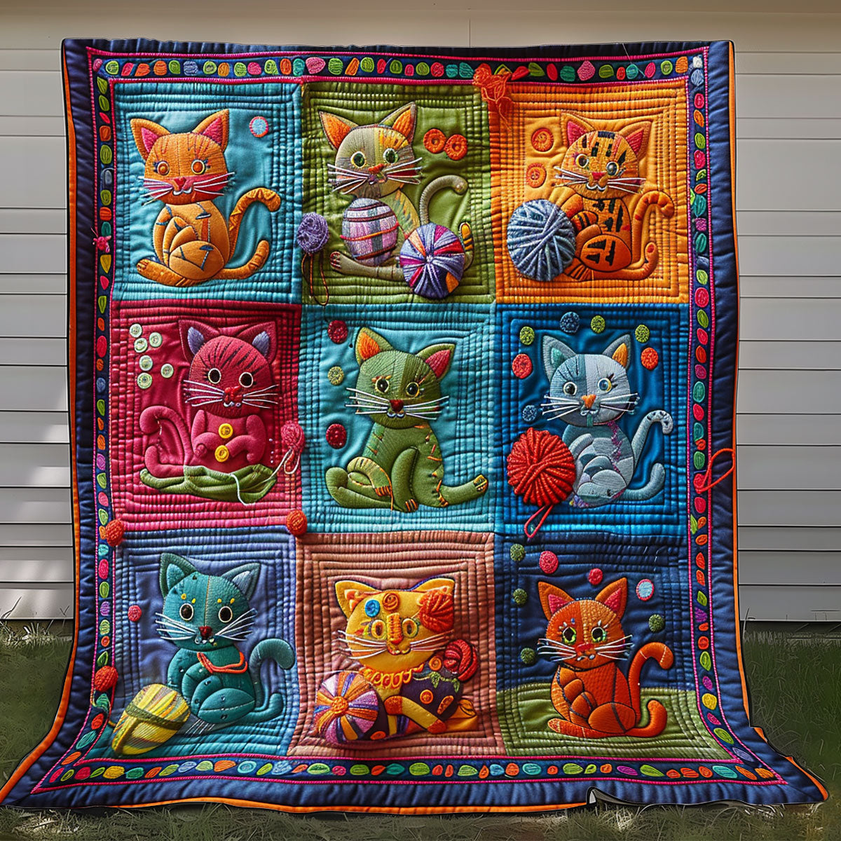 Whimsical Cats And Yarns XR0908003CL Quilt