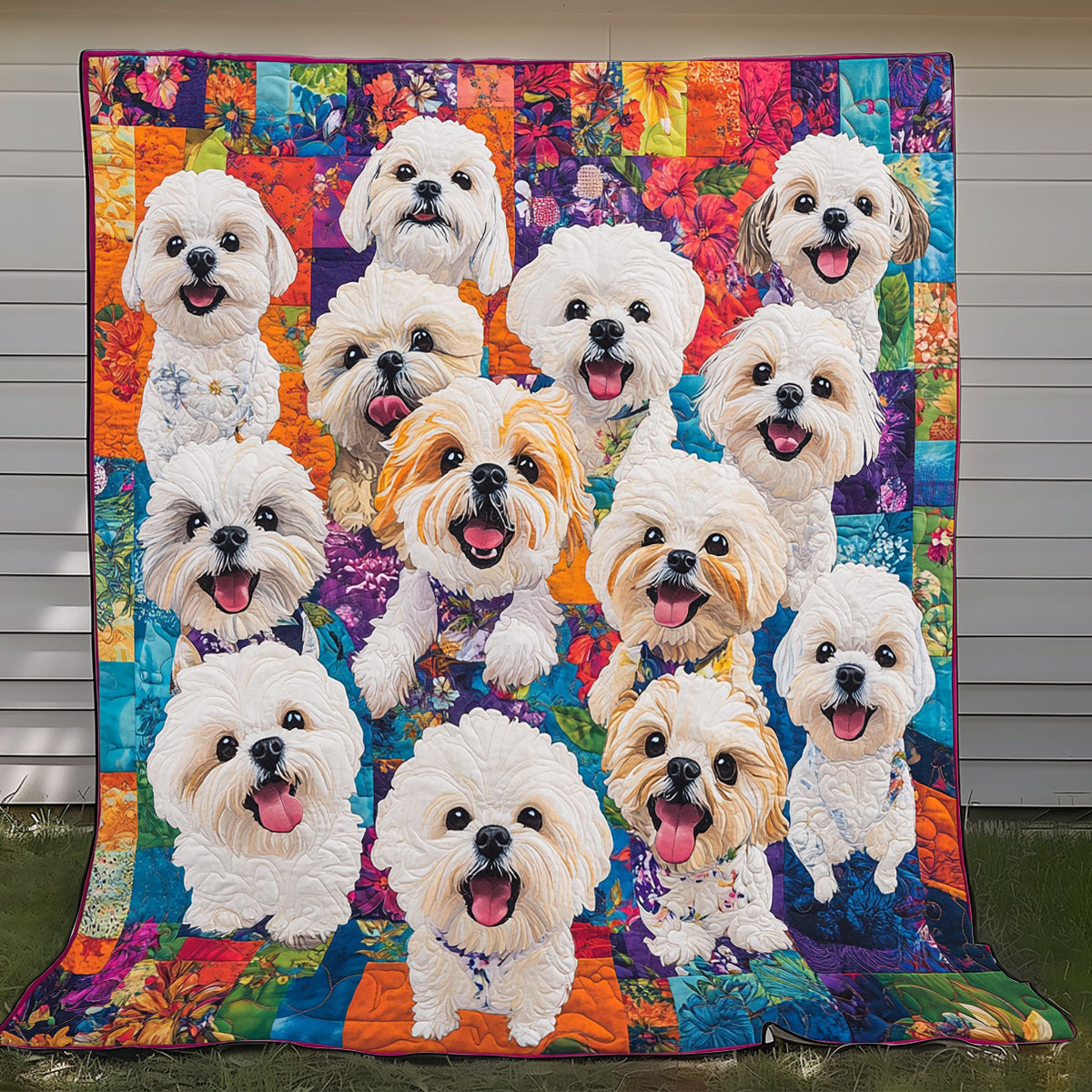 White Shih Tzu XR0808010CL Quilt