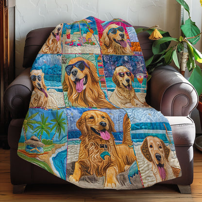 Beachy Golden Retriever Fun XR2408020CL Quilt