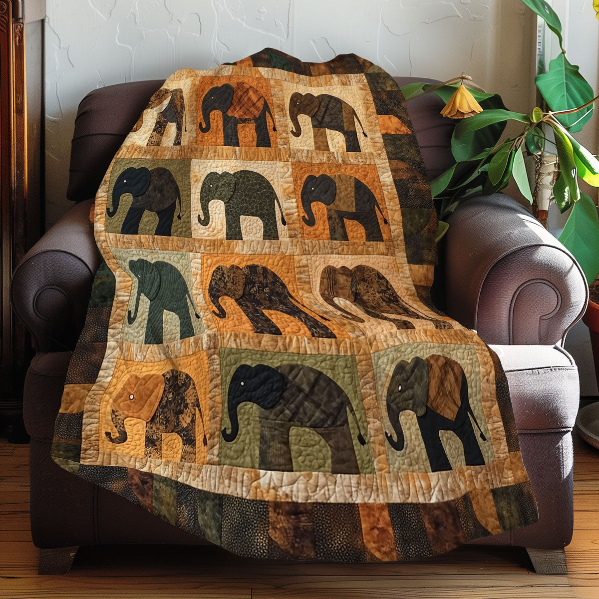 Brown Wild Elephants XR0108018CL Quilt