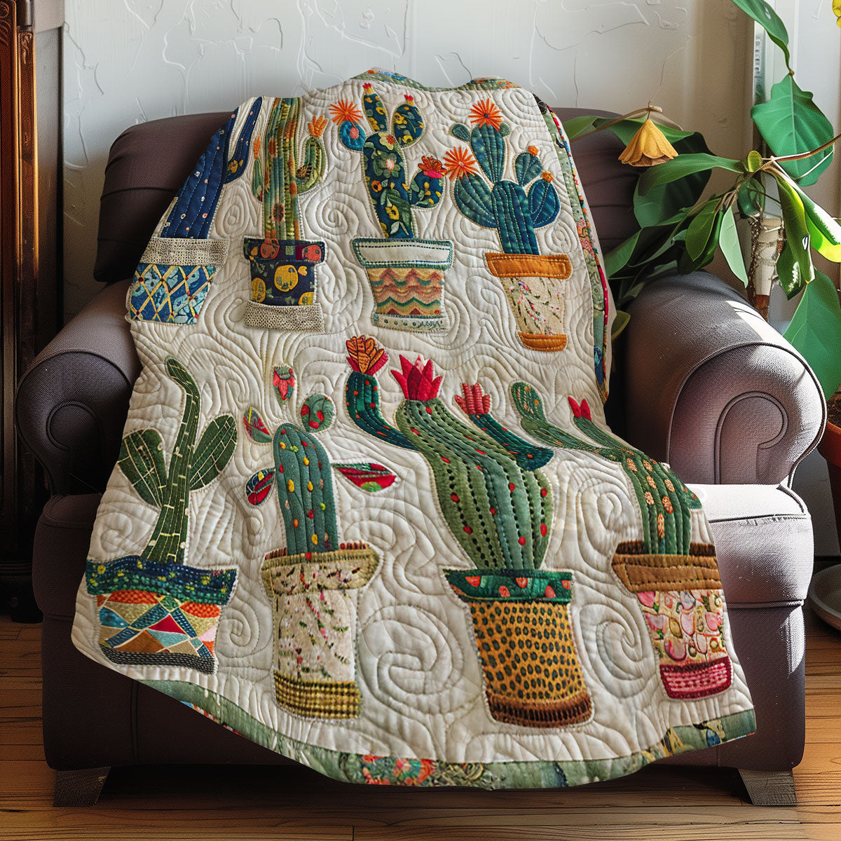 Cacti In Pots XR1408004CL Quilt