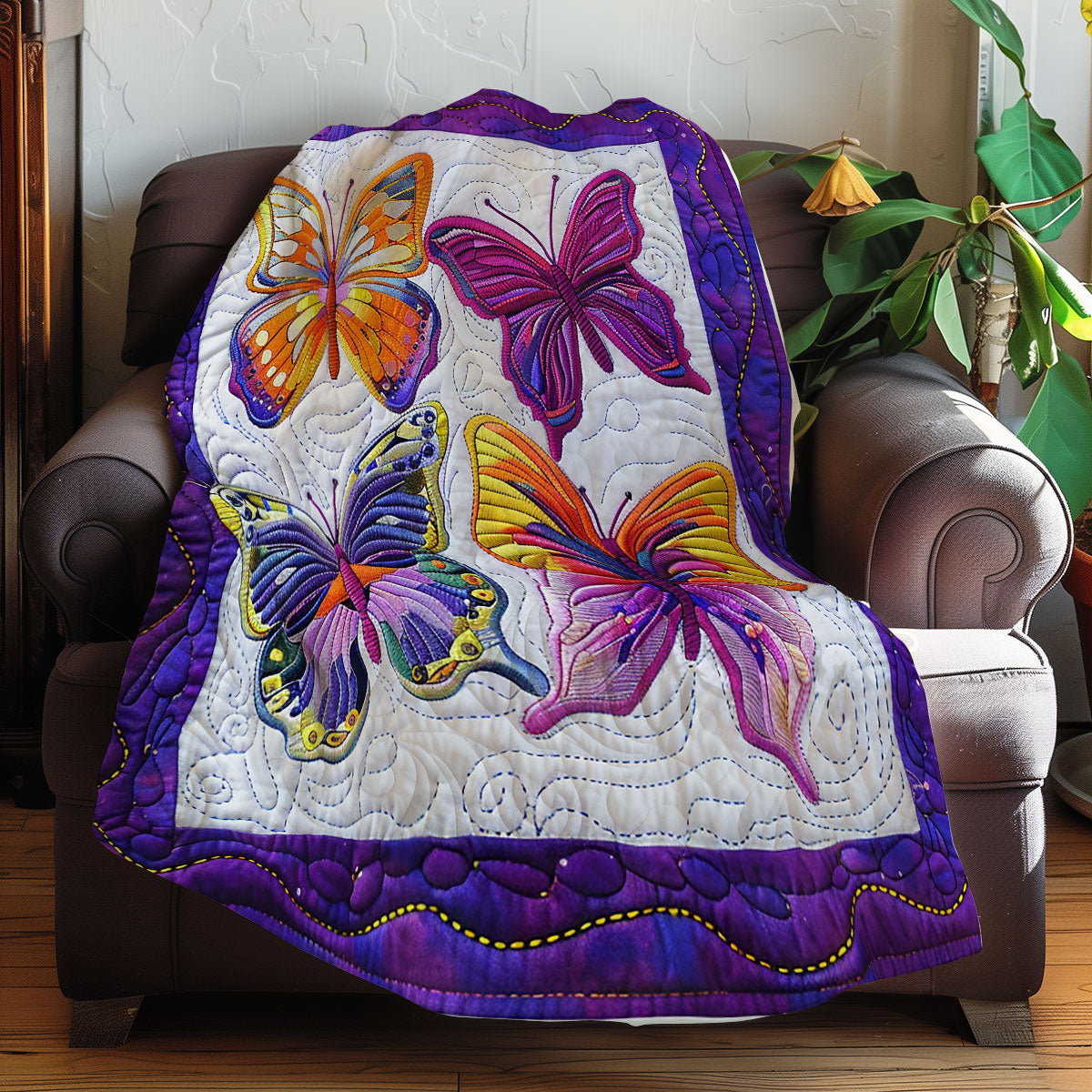 Charming Purple Butterflies XR3007001CL Quilt