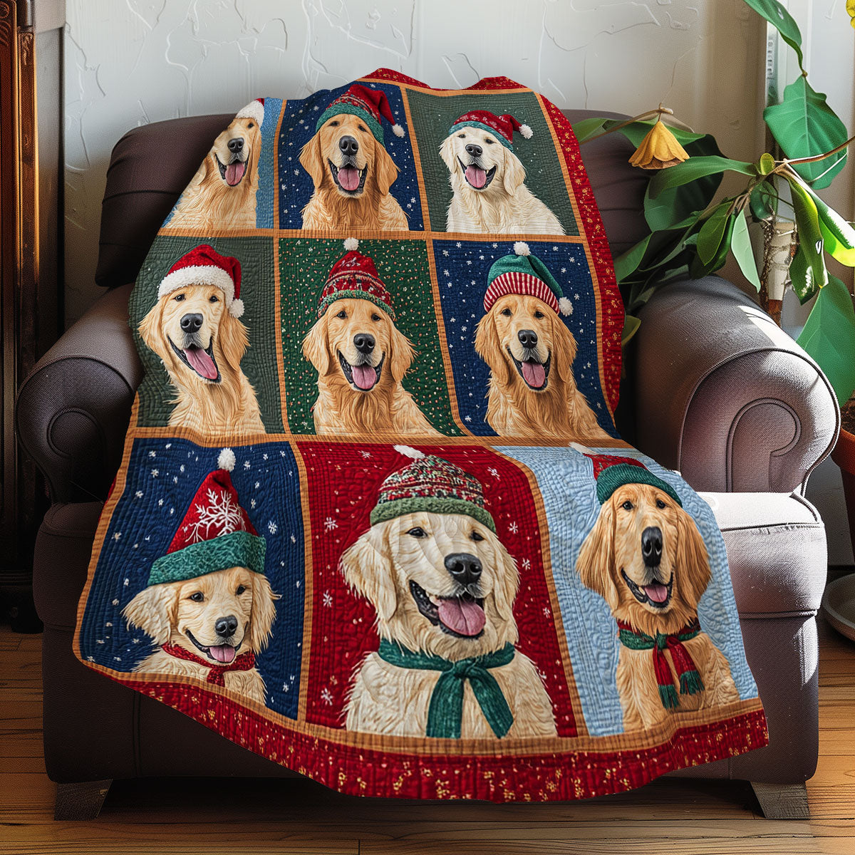 Cheerful Golden Retrievers XR2308022CL Quilt