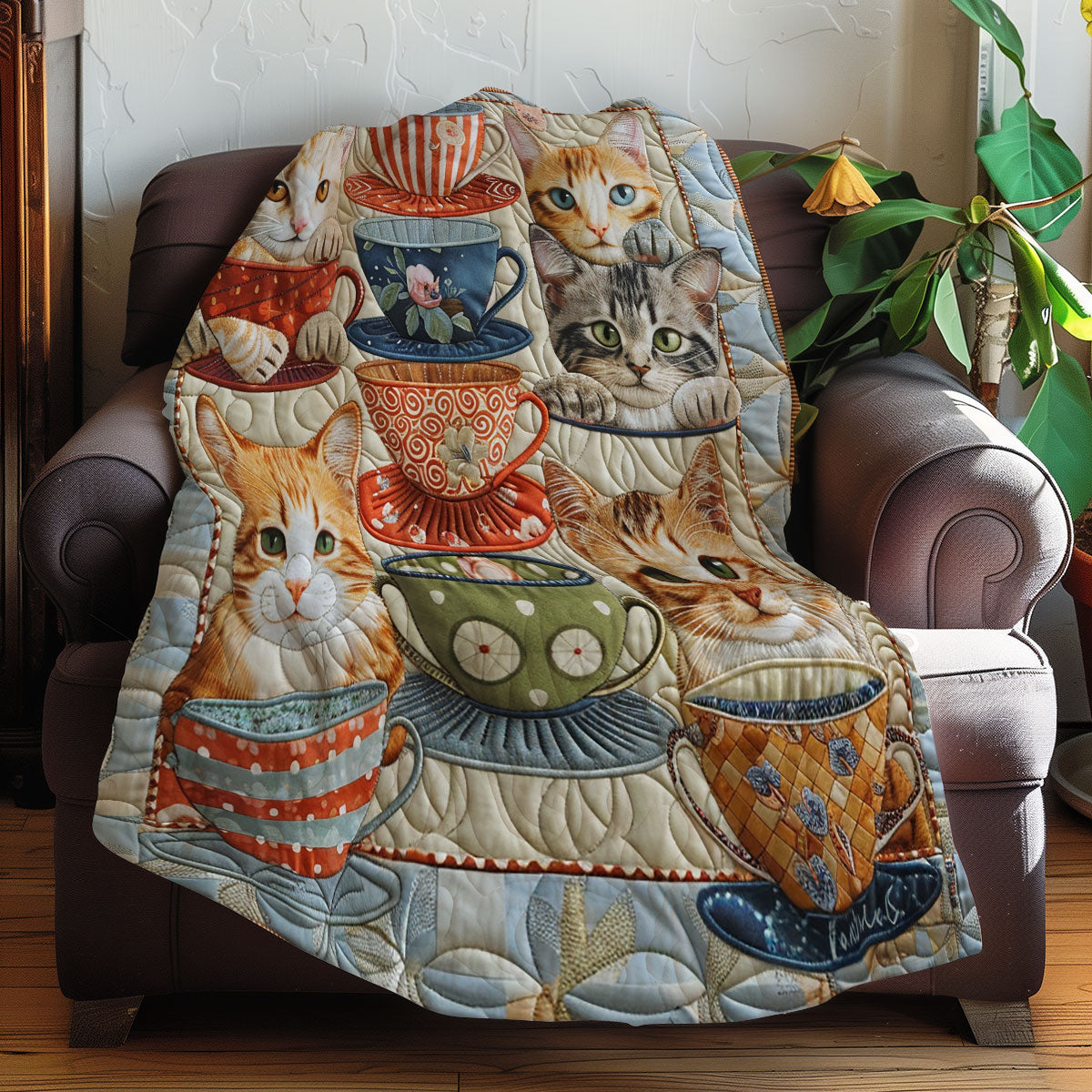 Colorful Coffee Cats XR3007035CL Quilt