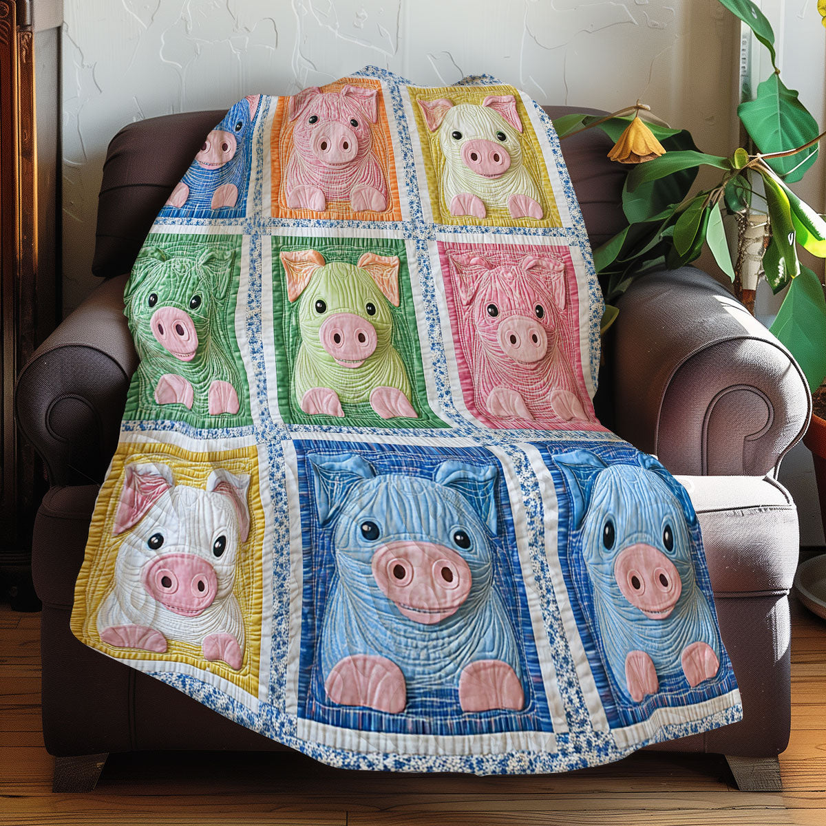 Colorful Pigs XR0708010CL Quilt