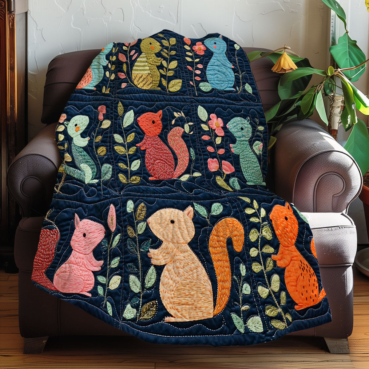 Colorful Squirrels XR0508039CL Quilt