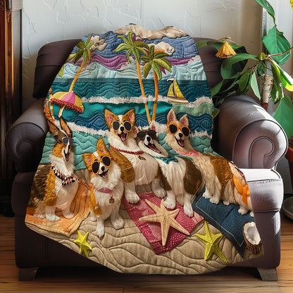 Corgi Beach Day XR2408015CL Quilt