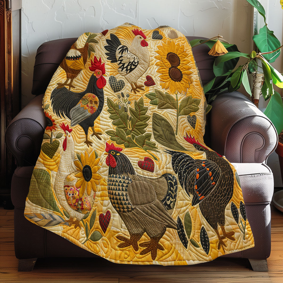 Elegant Sunflower Chickens XR2907019CL Quilt