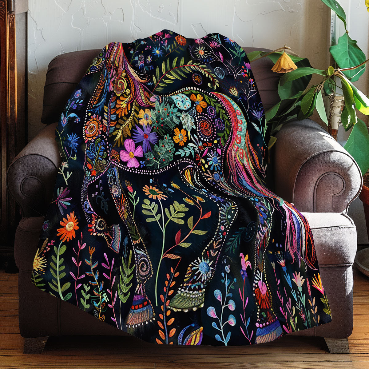 Floral Horse XR1207004CL Quilt