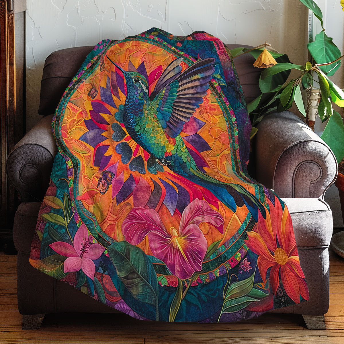 Floral Mandala Hummingbird XR2207007CL Quilt