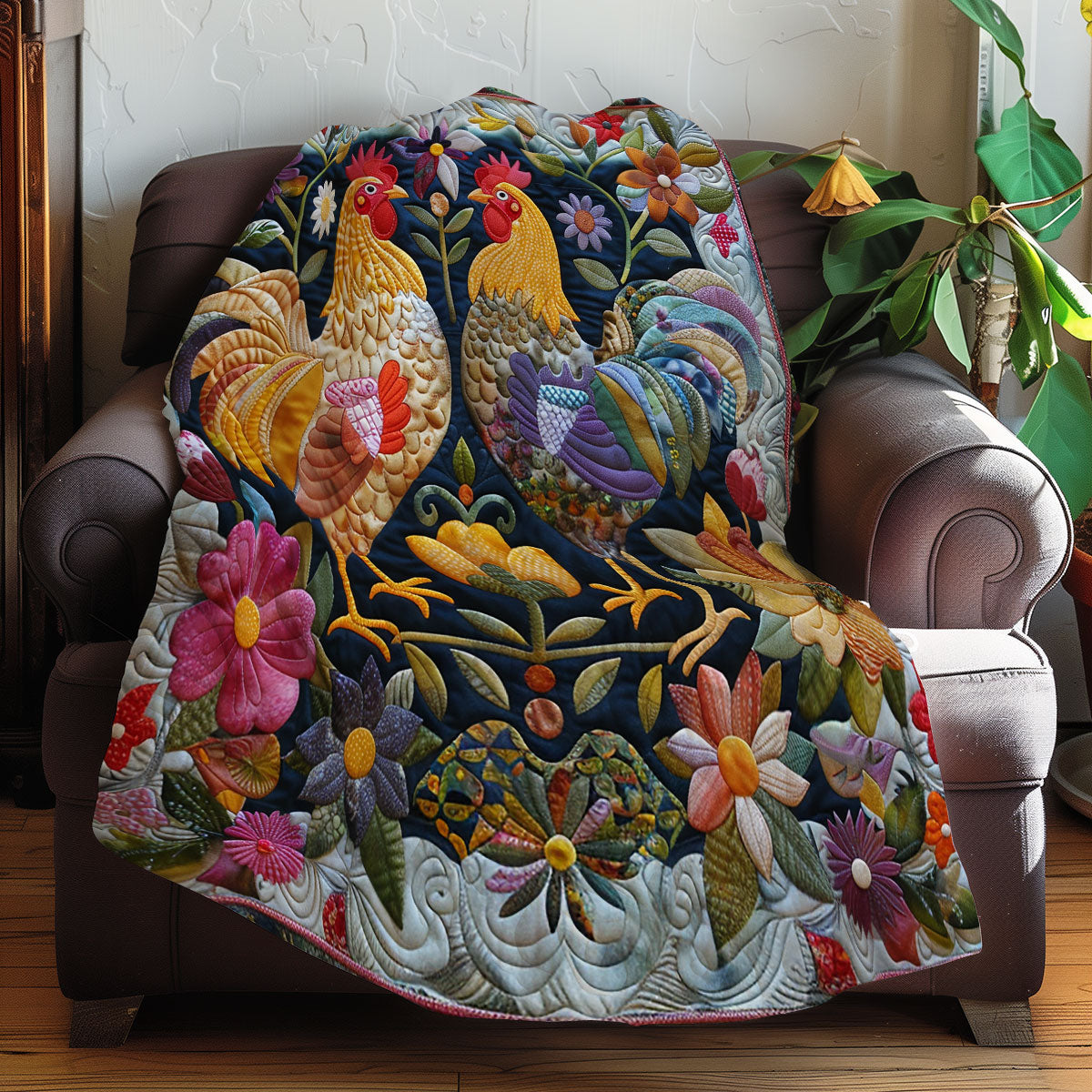 Garden Glow Roosters XR2607020CL Quilt