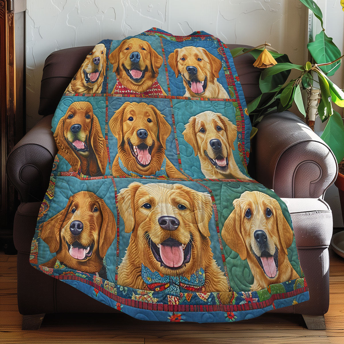 Golden Retriever Portrait XR0307009CL Quilt