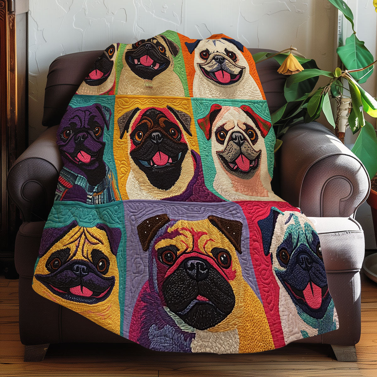 Happy Pugs XR0108027CL Quilt