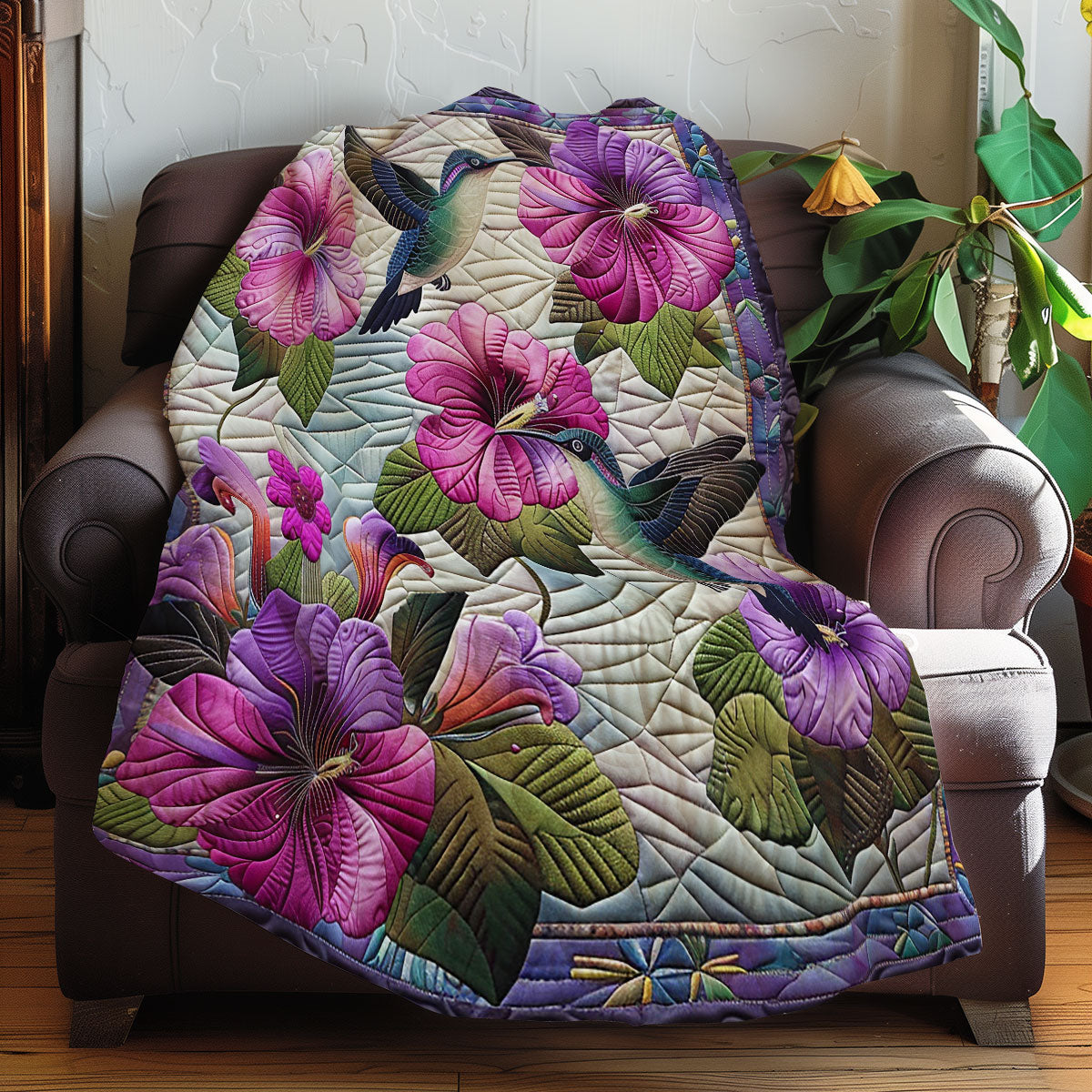 Hummingbird And Flowers XR0807009CL Quilt