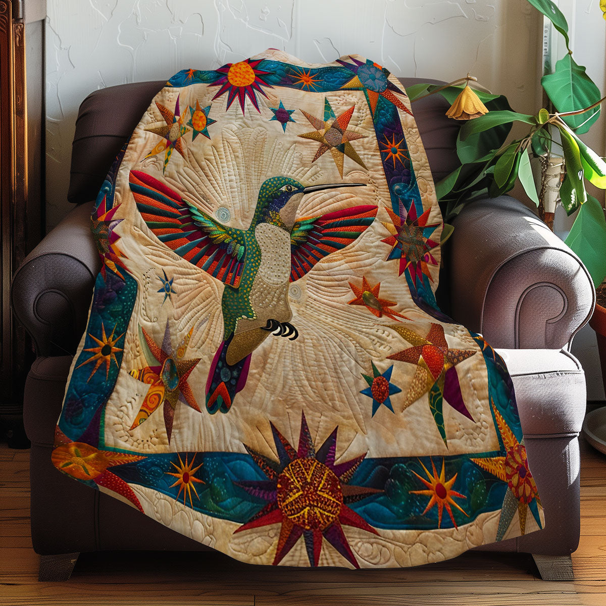 Hummingbird And Stars XR2007012CL Quilt