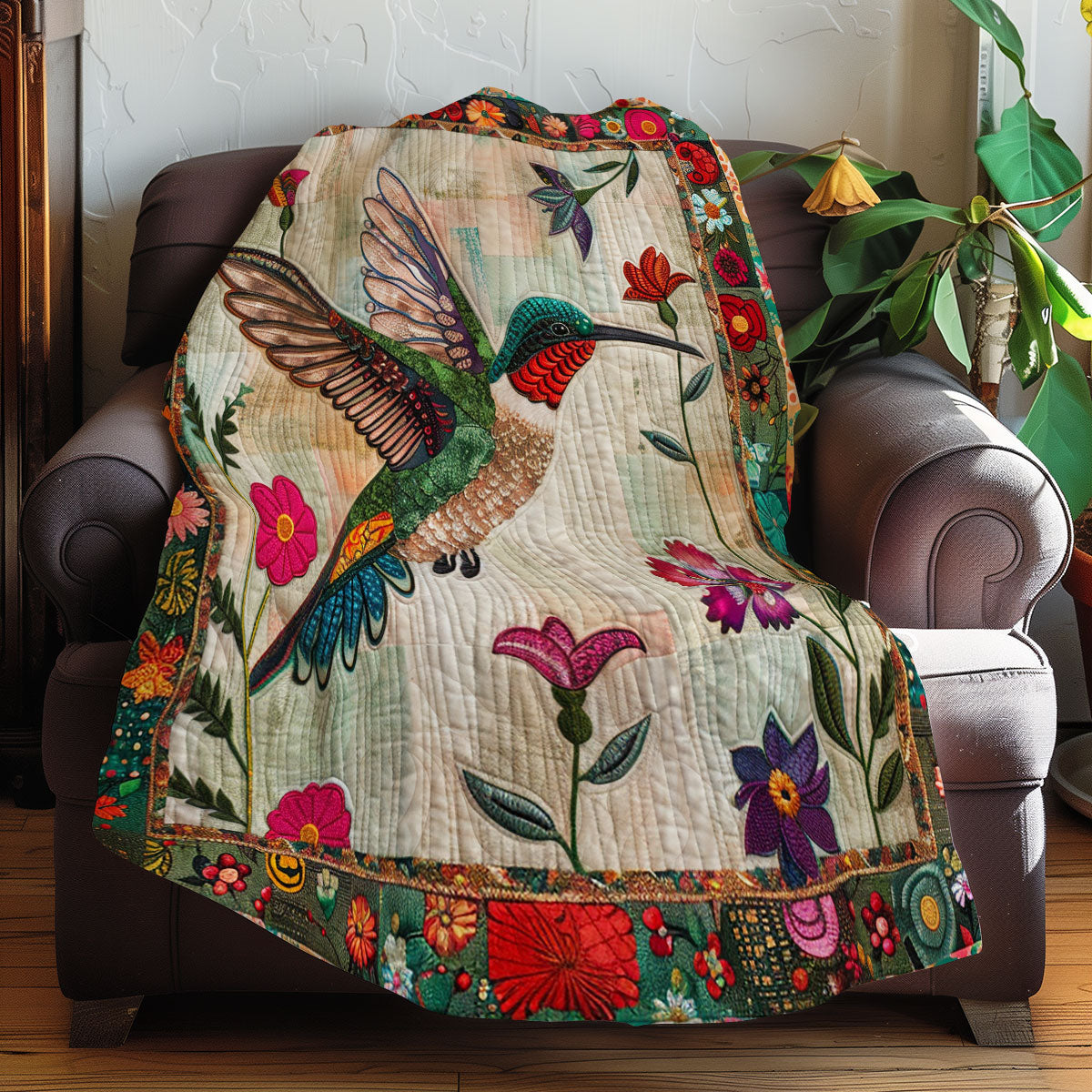 Hummingbird In Garden XR0307007CL Quilt