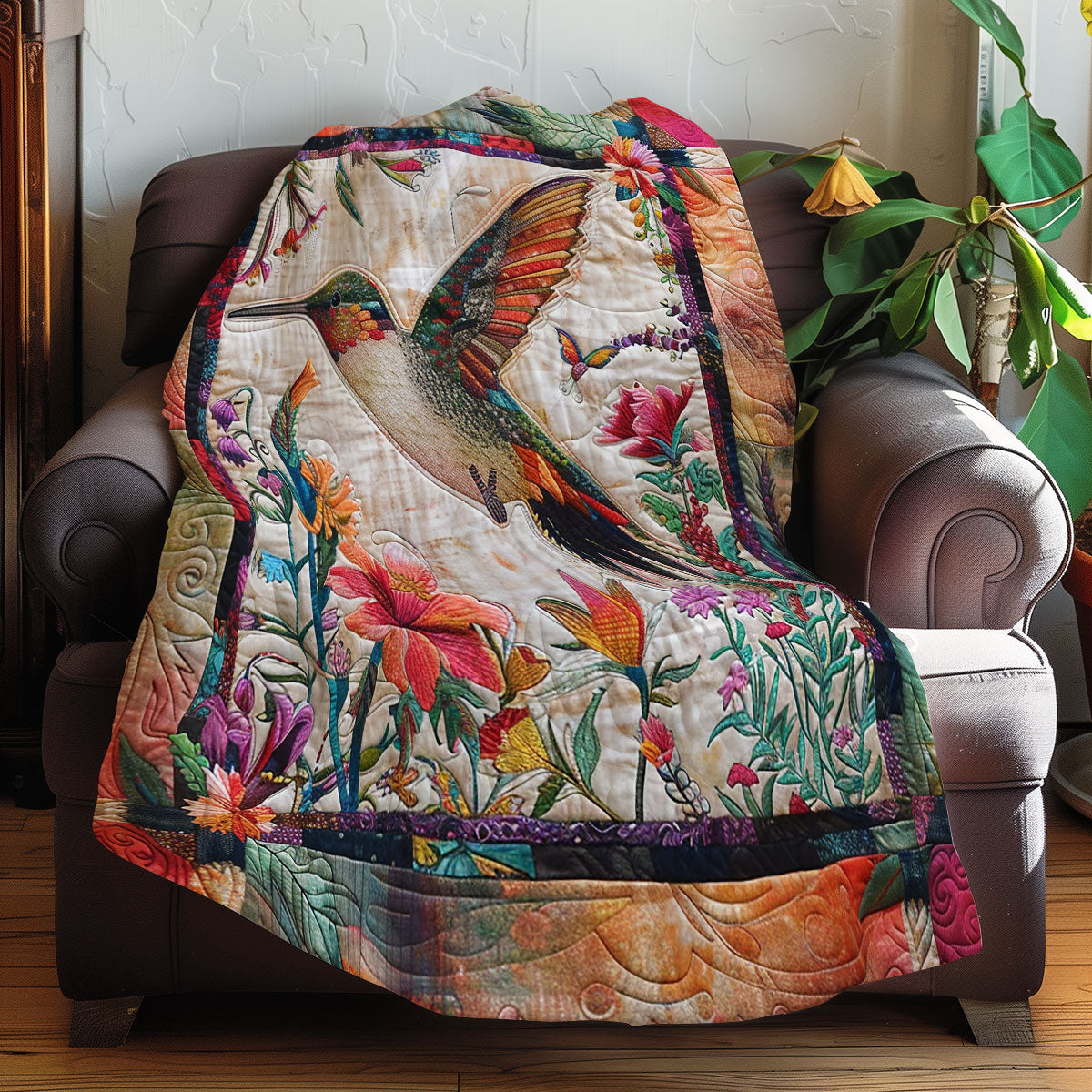 Hummingbird With Flowers XR0307006CL Quilt