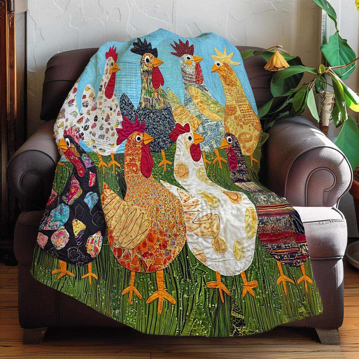 Joyful Chickens XR0508003CL Quilt