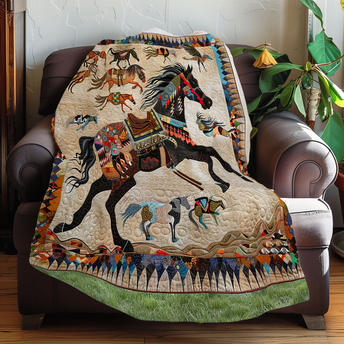 Native American Inspired Horse XR060611CL Quilt