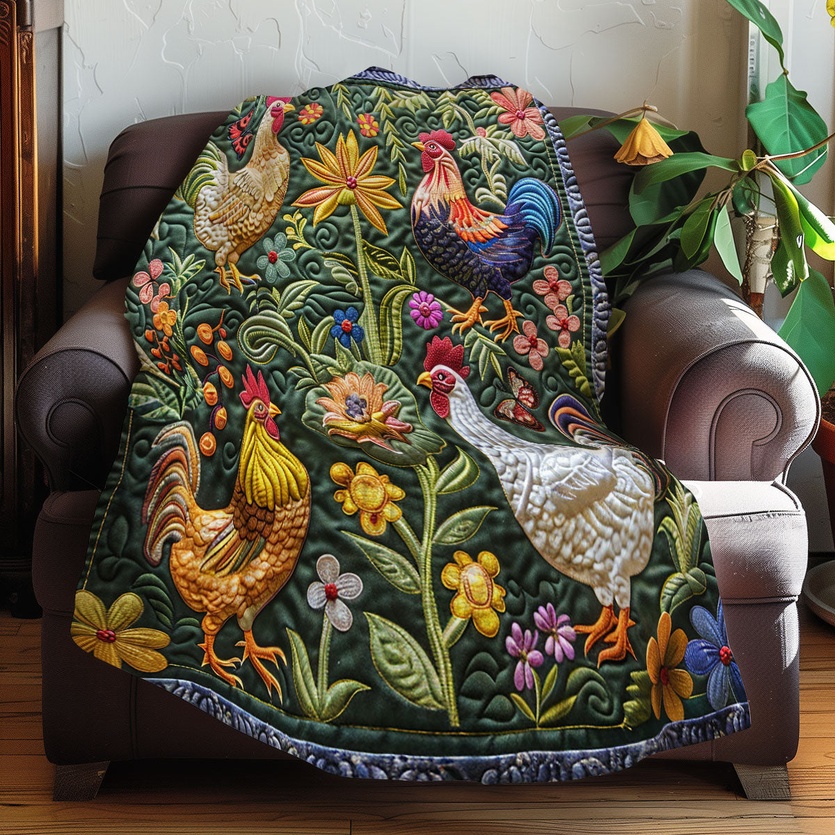 Radiant Bloom Chickens XR2607017CL Quilt