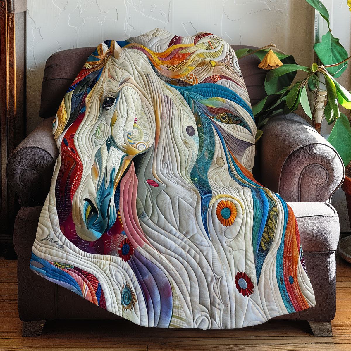 Rainbow Mane White Horse XR2708001CL Quilt