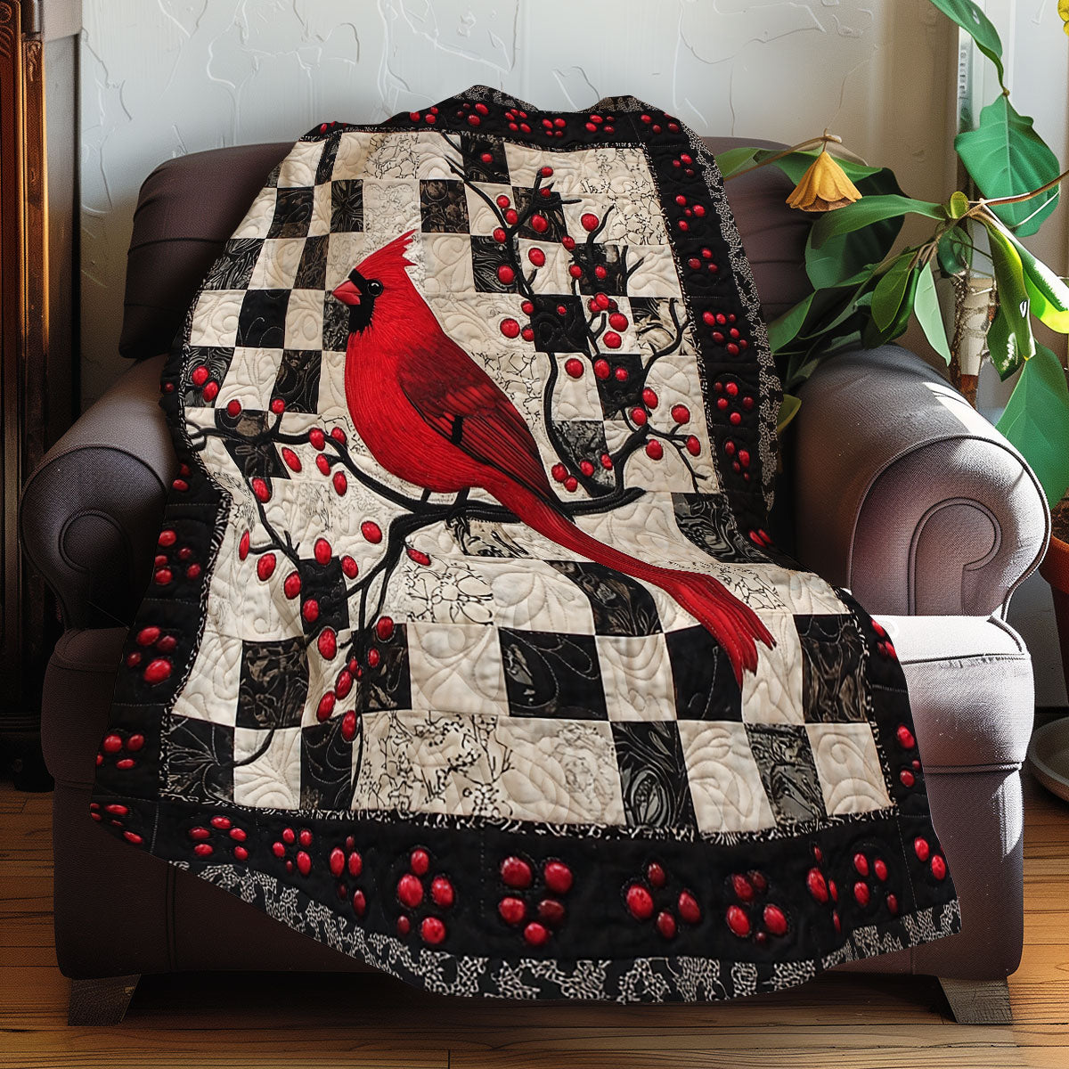 Red Cardinal In Winter XR3107045CL Quilt