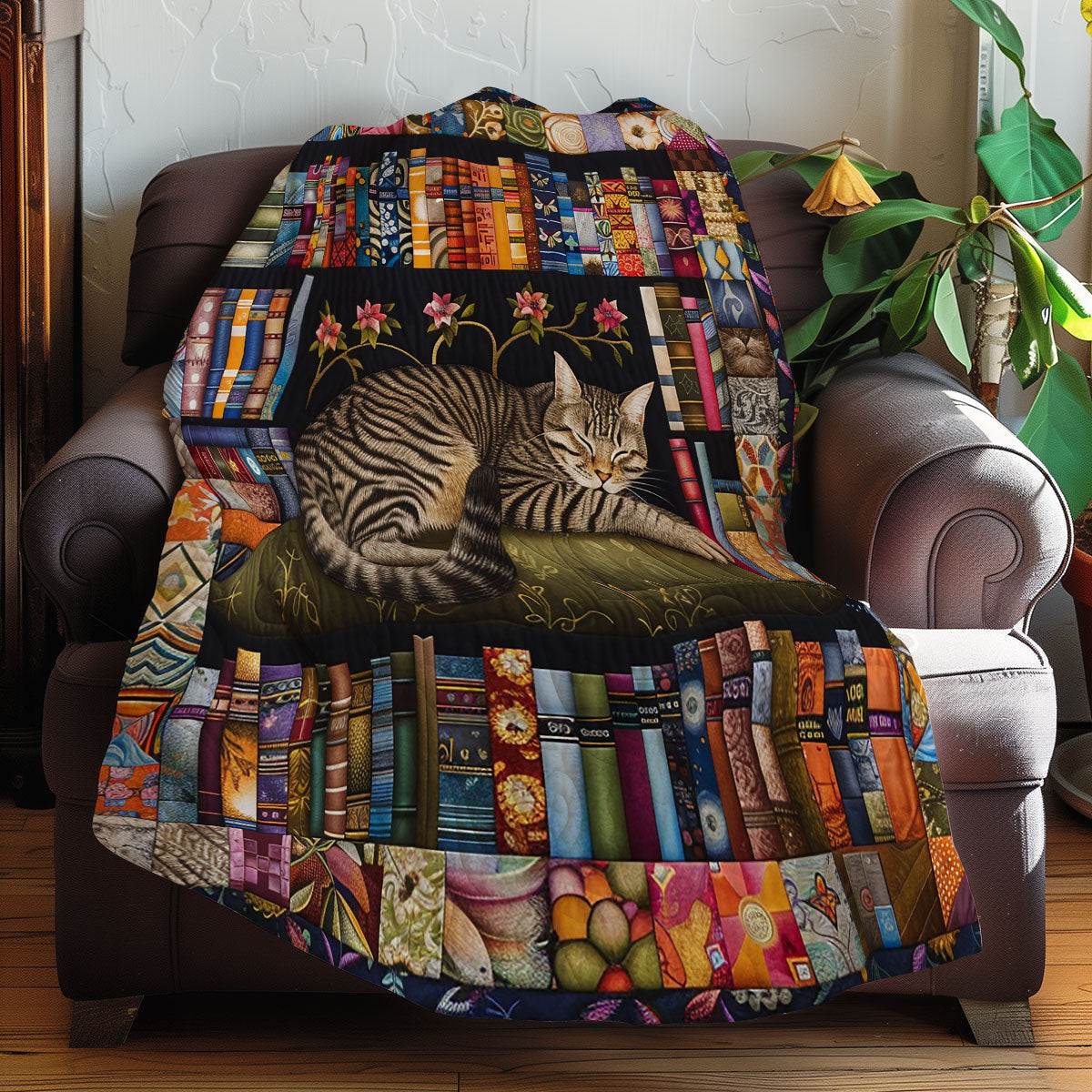 Sleeping Cat And Books XR2608005CL Quilt