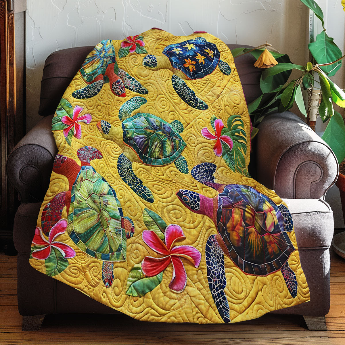 Summer Flower Turtles XR1308047CL Quilt