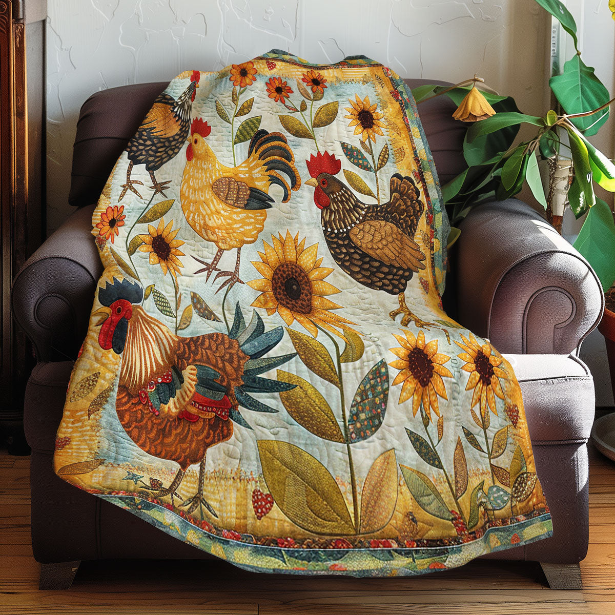 Sunlit Haven Chickens XR2907016CL Quilt