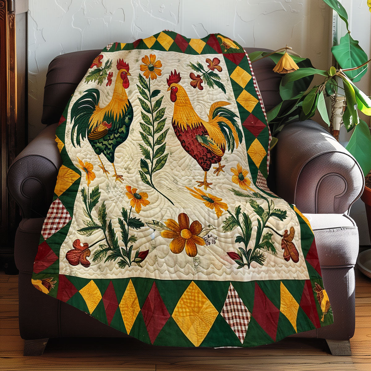 Sunlit Roosters XR2607011CL Quilt