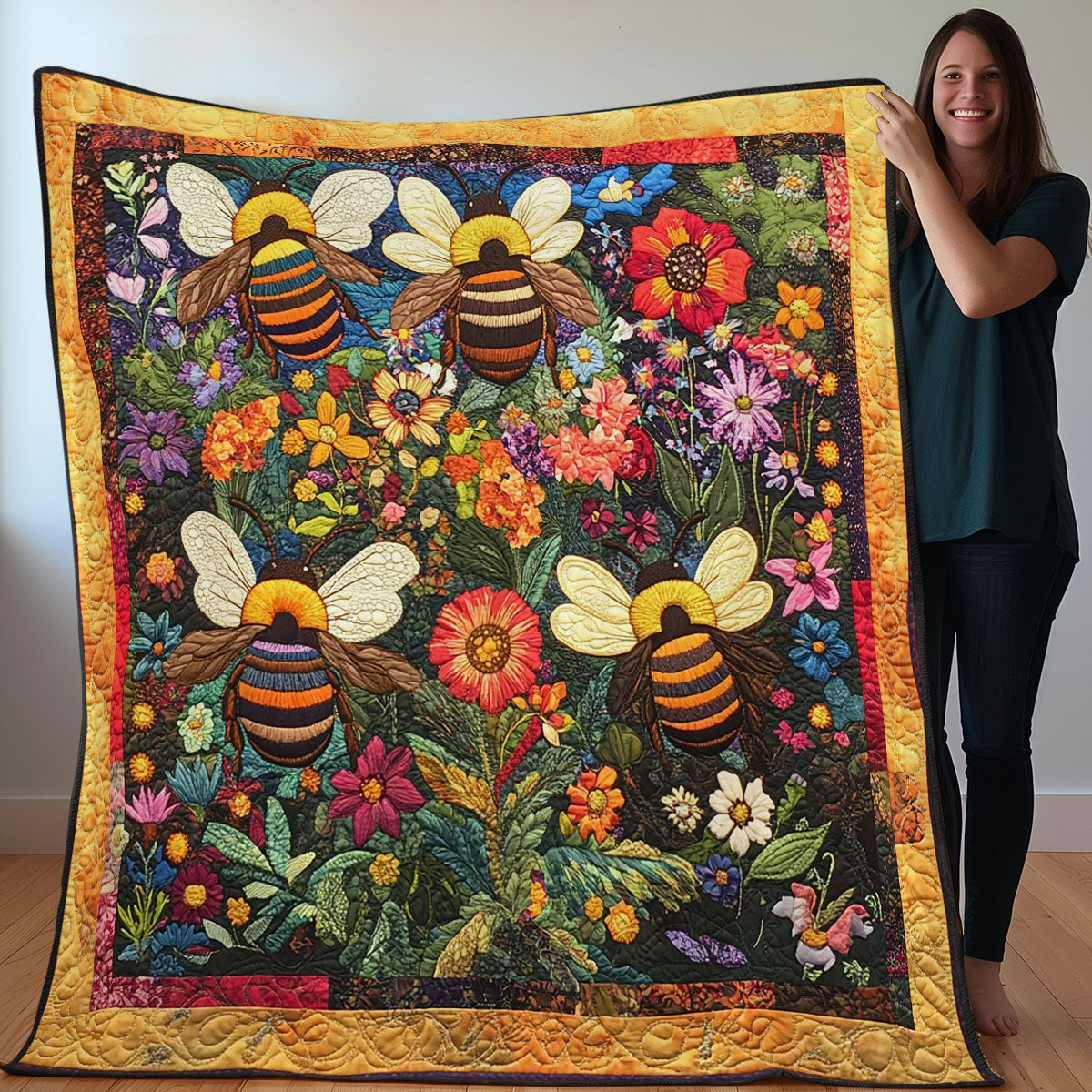 Bee And Flowers WO3107029CL Quilt