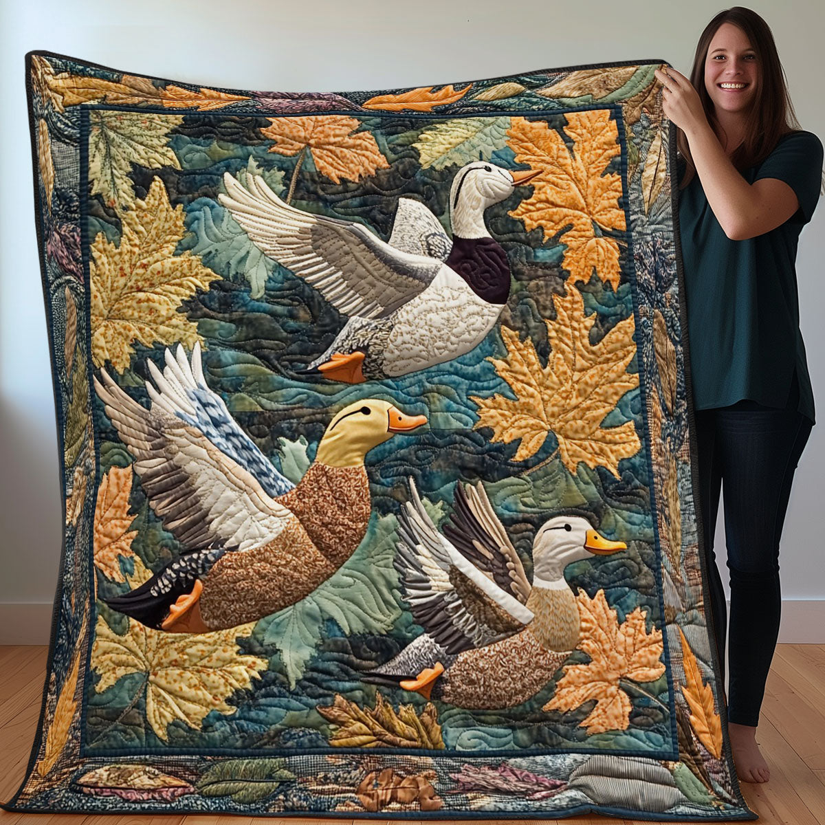 Duck And Leaves WO3107014CL Quilt