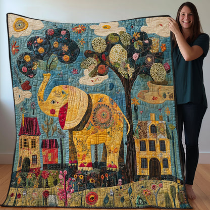 Elephant And Village WO0108010CL Quilt