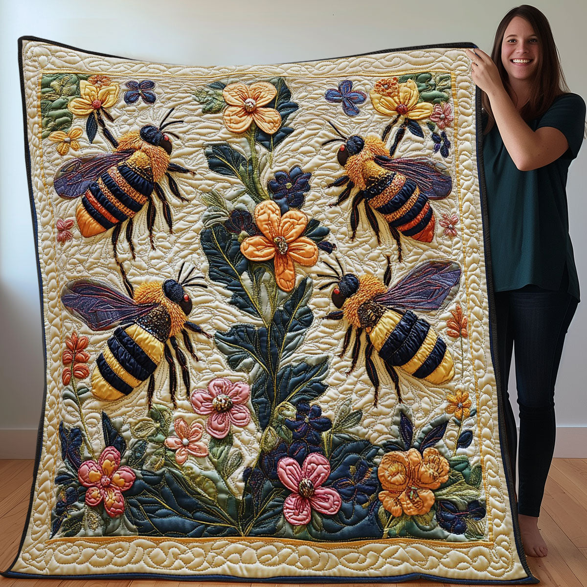 Hardworking Bees WO3107030CL Quilt