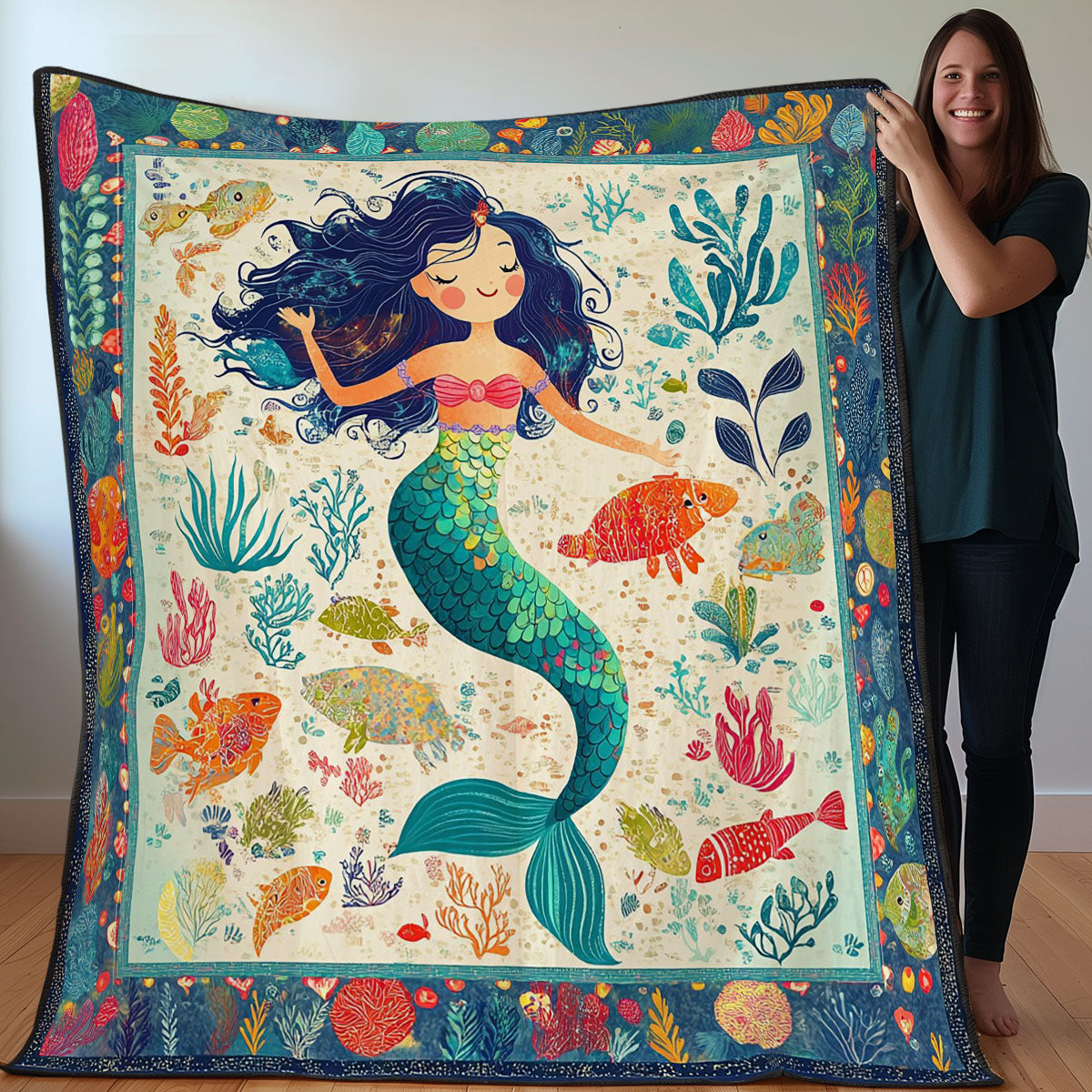 Mermaid With Sea Animals WO0308009CL Quilt